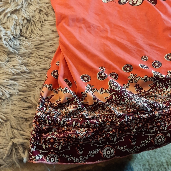 Athleta Orange Paisley Side-Scrunch Tankini Top size ST (Small Tall) - Picture 9 of 15